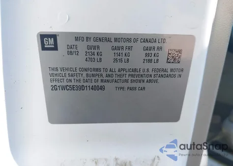 2013 Chevrolet Impala Ltz from USA, damaged, VIN 2G1WC5E39D1140049
